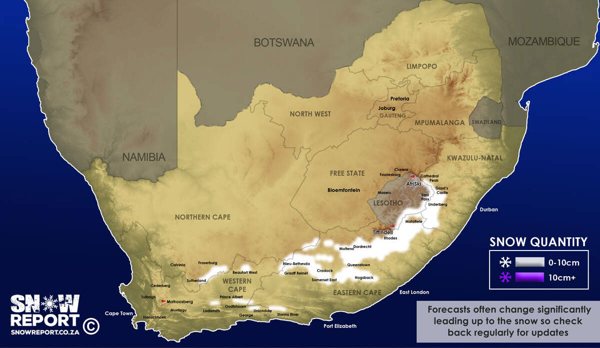 Snow forecast map for 29 August 2022