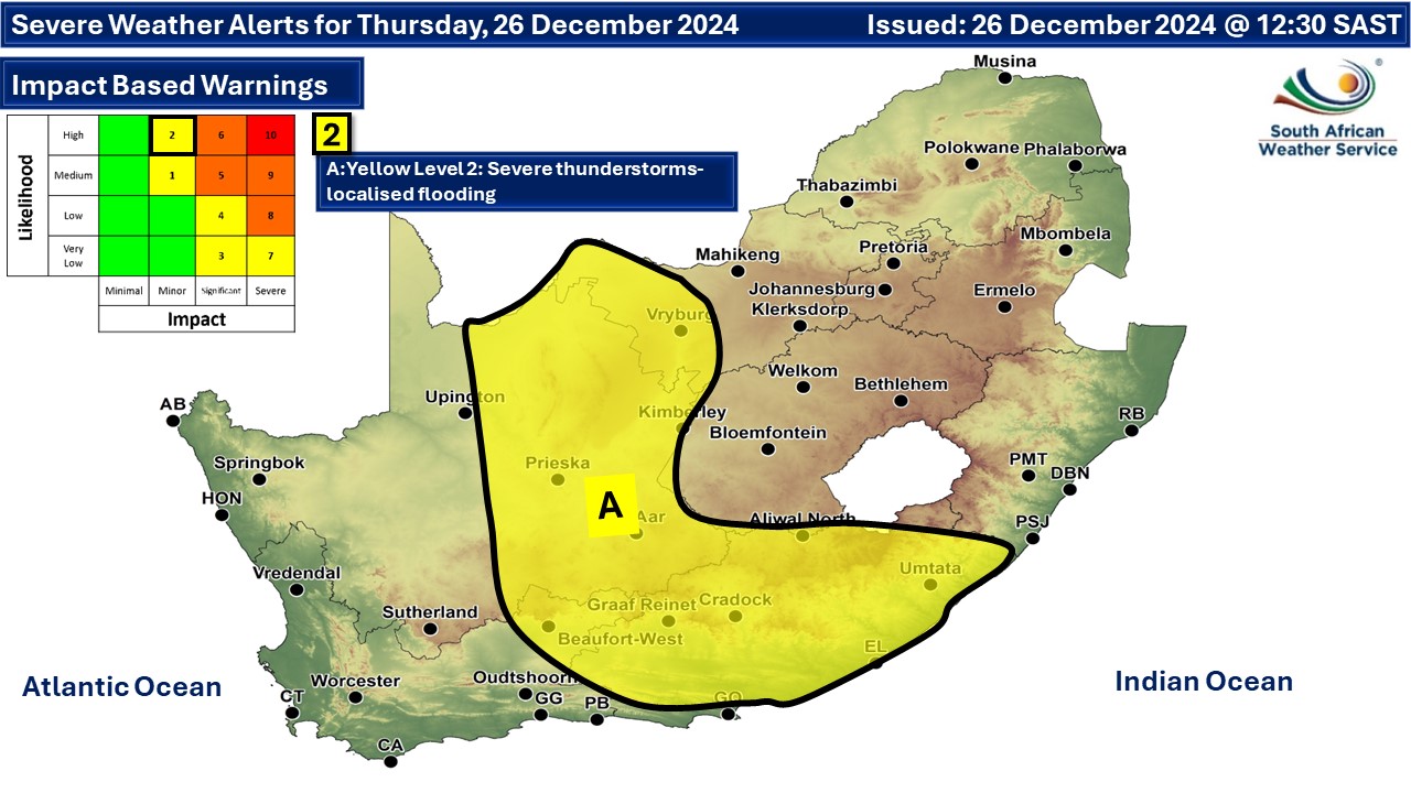 More widespread rain possible from Thursday with a thunderstorm warning