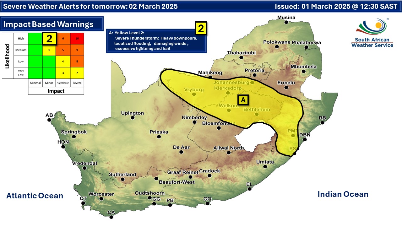Late orange level 5 warning for severe thunderstorms issued for Sunday