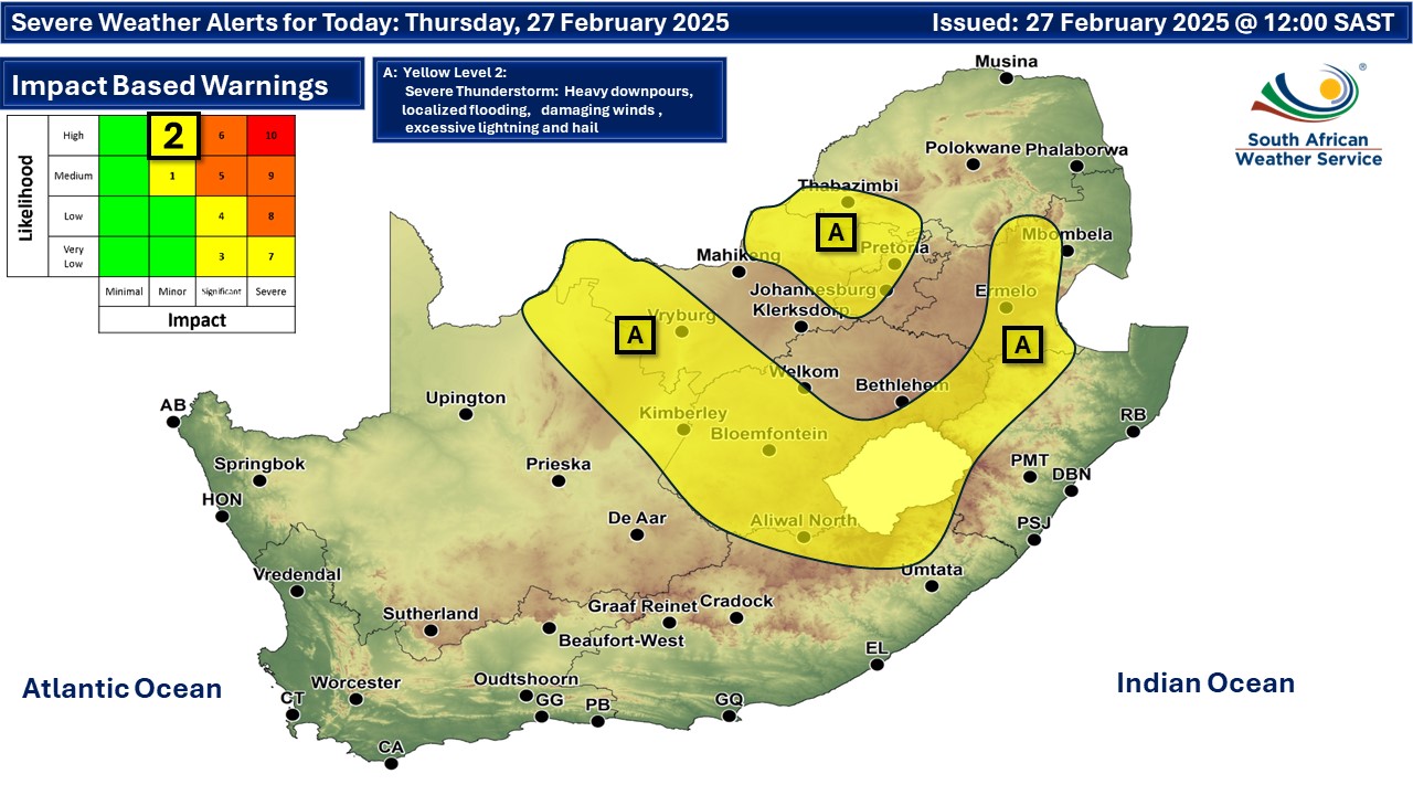 Coastal showers and severe thunderstorms in eight provinces on Thursday
