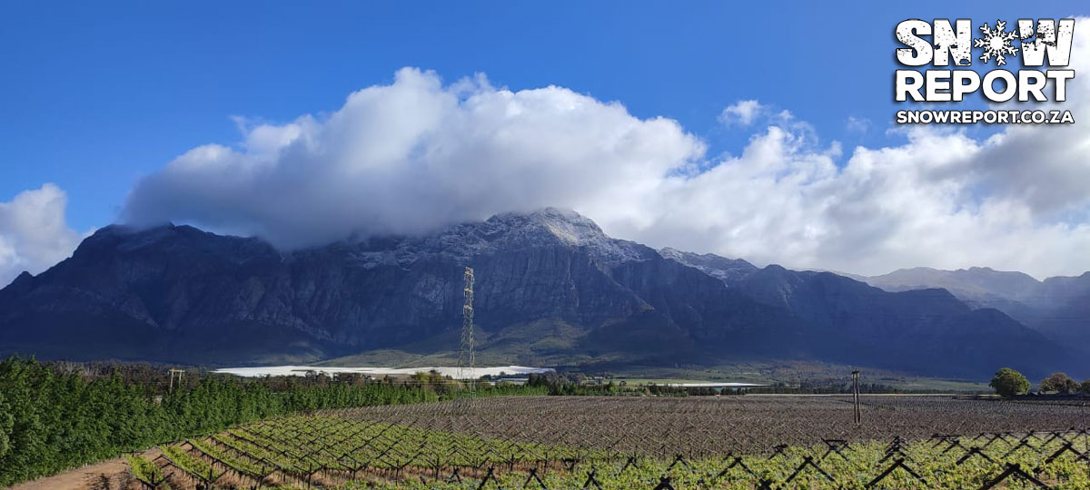 Snow on the peaks around Worcester in the Western Cape